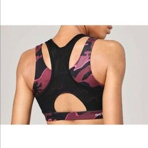IVY PARK black & pink double layer mesh sports bra